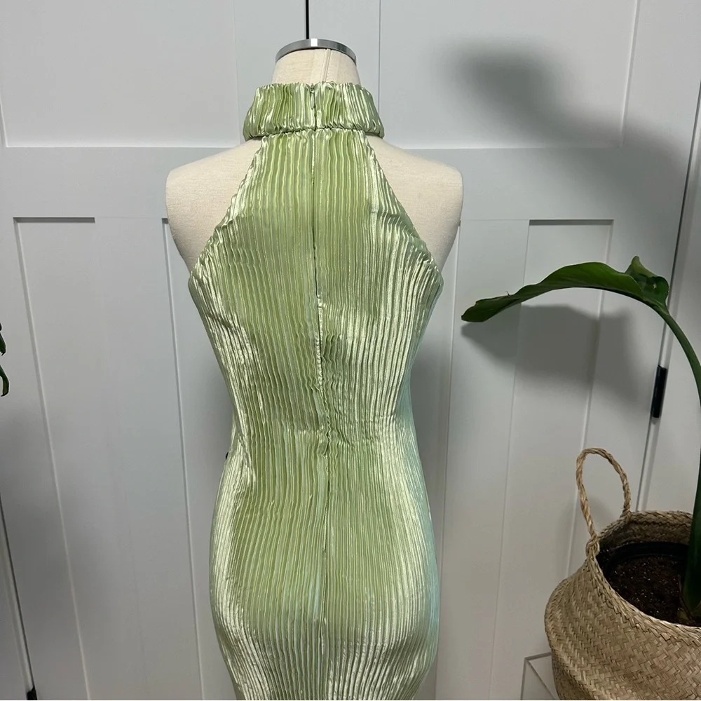Missguided Light Green Halter Dress